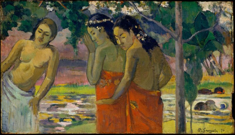 Hình ảnh hai người phụ nữ Tahiti trong một bức tranh nổi tiếng của họa sĩ Paul Gauguin